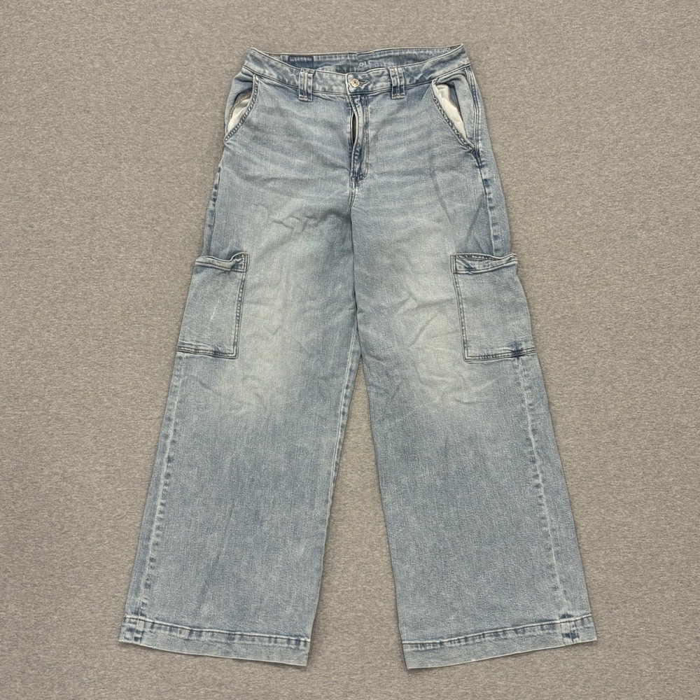 American Eagle Super High-Rise Baggy Wide Leg Jeans Women's Size 16 (32x31) Blue